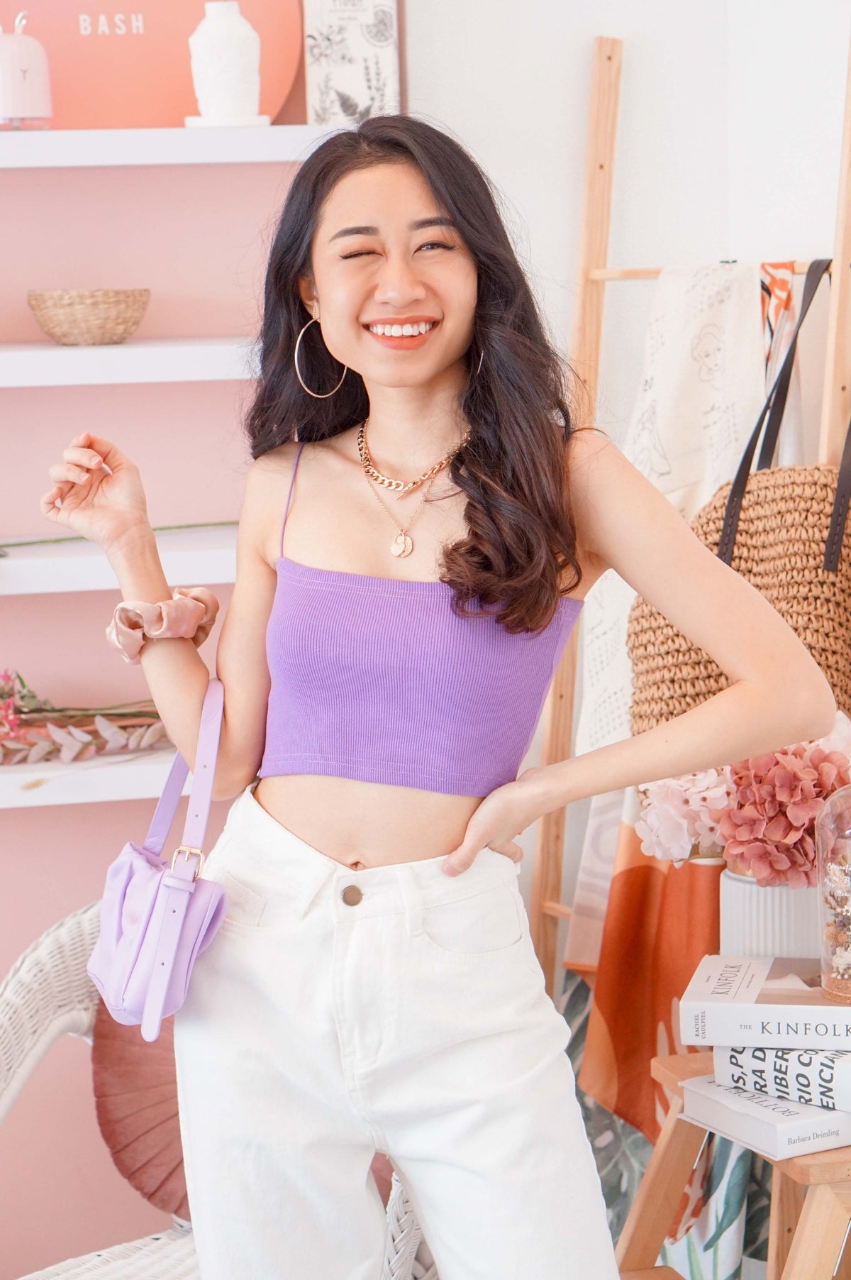 Sugar Rush Ribbed Crop Top in Purple