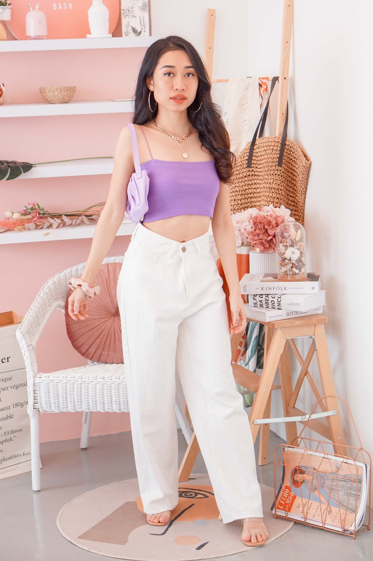 Sugar Rush Ribbed Crop Top in Purple