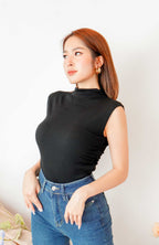 Liza High Neck Basic Top in Black