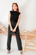 Liza High Neck Basic Top in Black