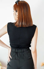 Liza High Neck Basic Top in Black