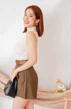 Liza High Neck Basic Top in Beige