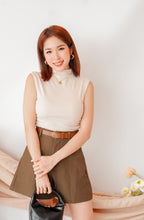 Liza High Neck Basic Top in Beige