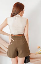 Liza High Neck Basic Top in Beige