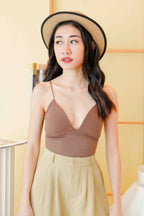 (BACKORDER) Style Envy Padded Camisole Knit Top in Brown