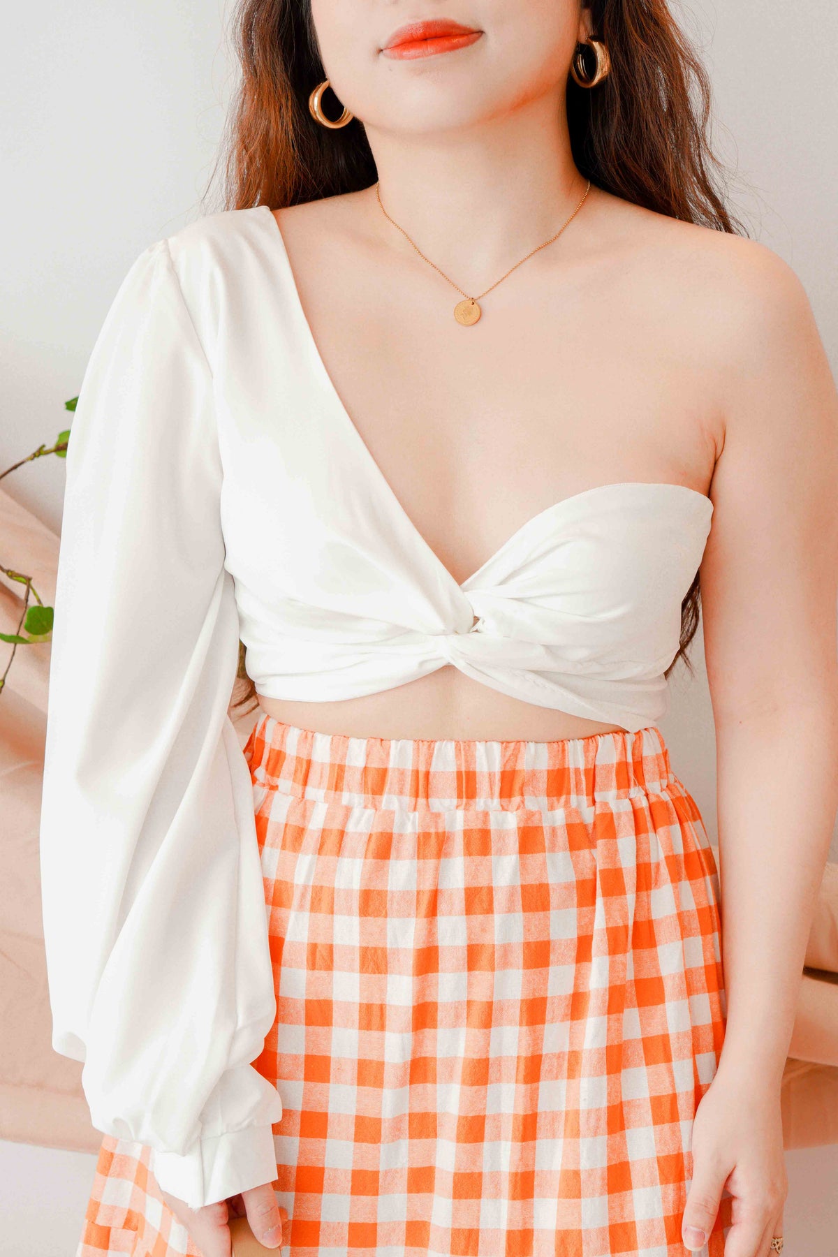 Ami Toga Long Sleeve Top in White