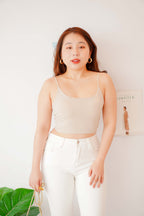 Myla Padded Camisole Top in Beige