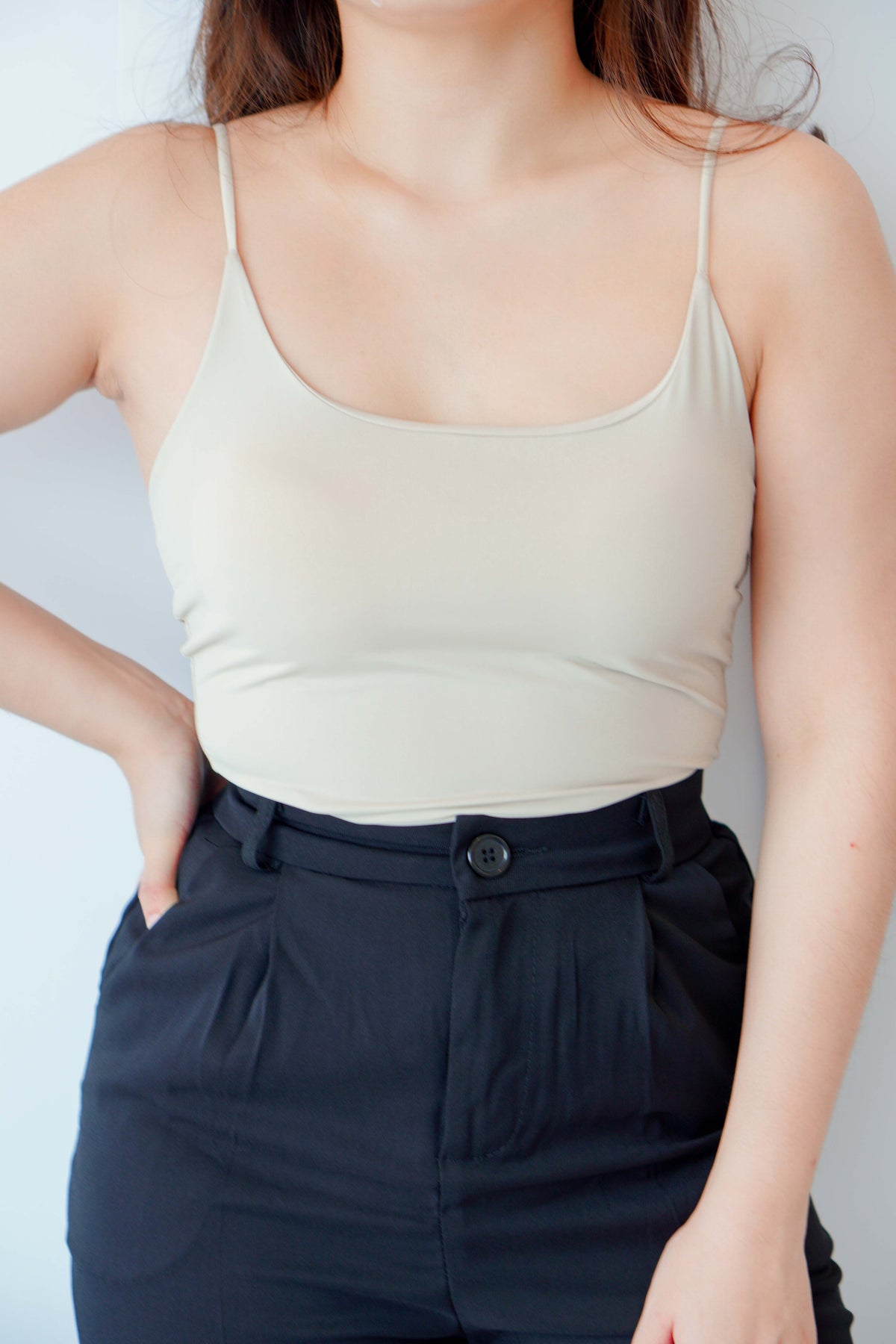 Myla Padded Camisole Top in Beige