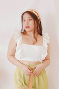 Resort Summer Ruffle Crochet Top in White