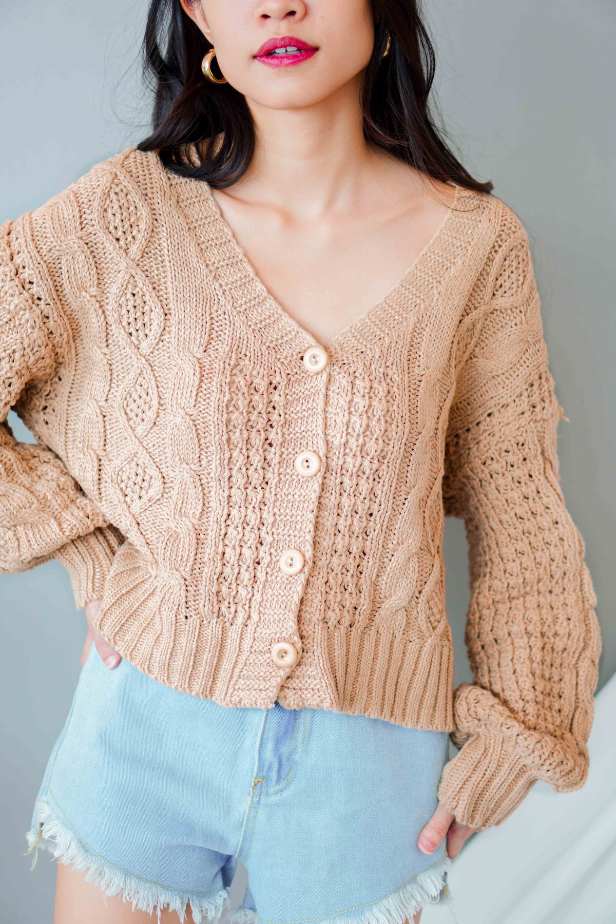 (BACKORDER) Cloud Muse Knit Cardigan in Khaki