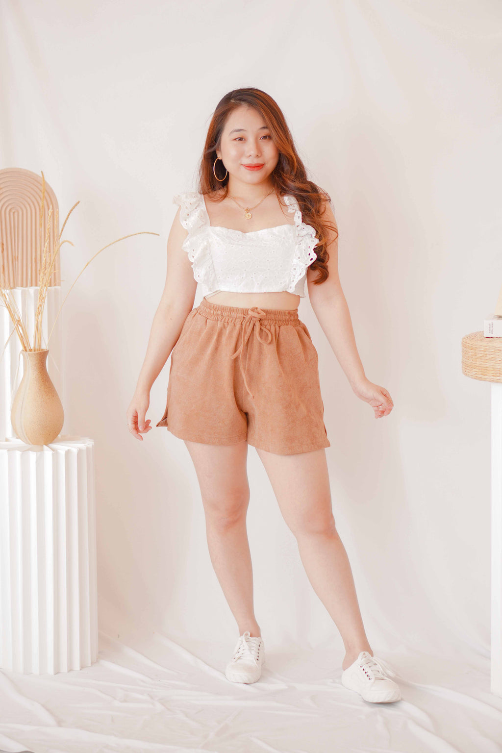 Resort Summer Ruffle Crochet Top in White