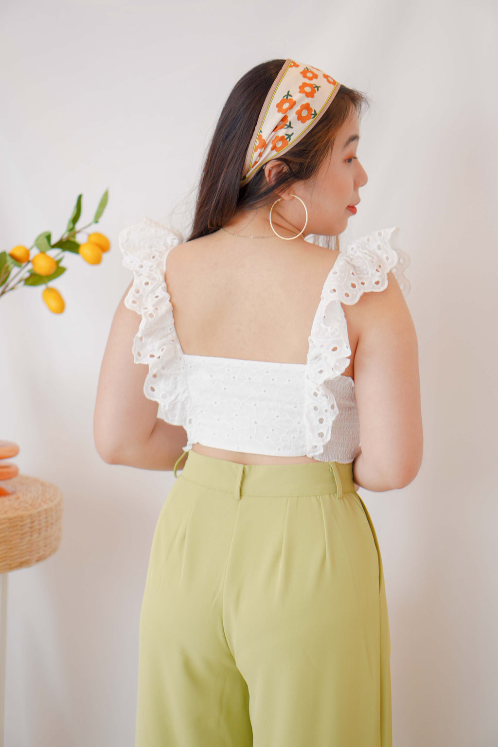 Resort Summer Ruffle Crochet Top in White