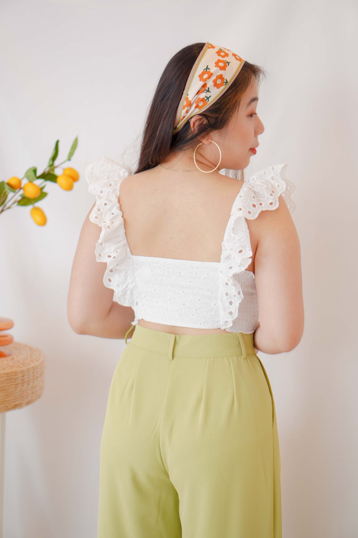 Resort Summer Ruffle Crochet Top in White