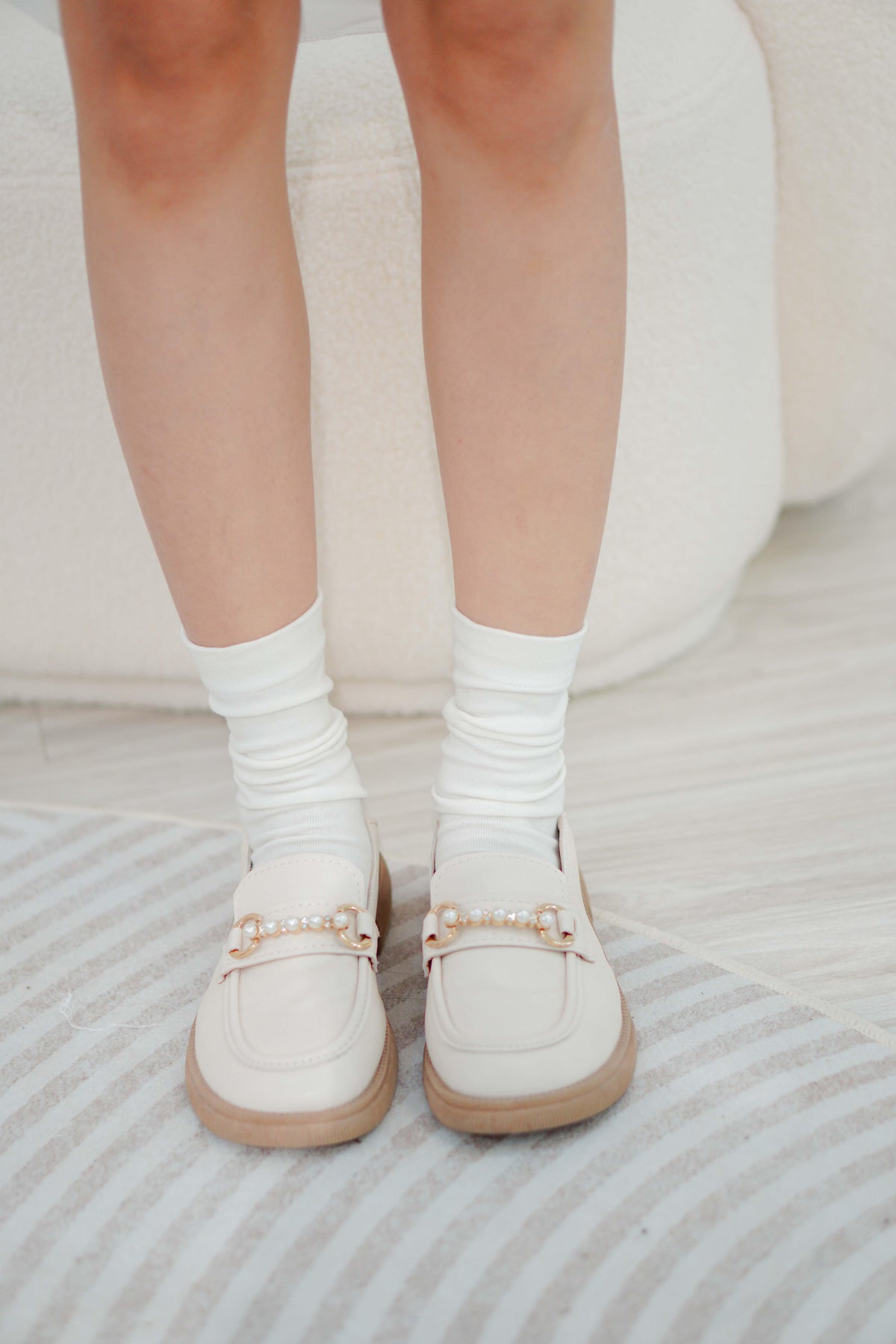 Long Ankle Socks in Cream