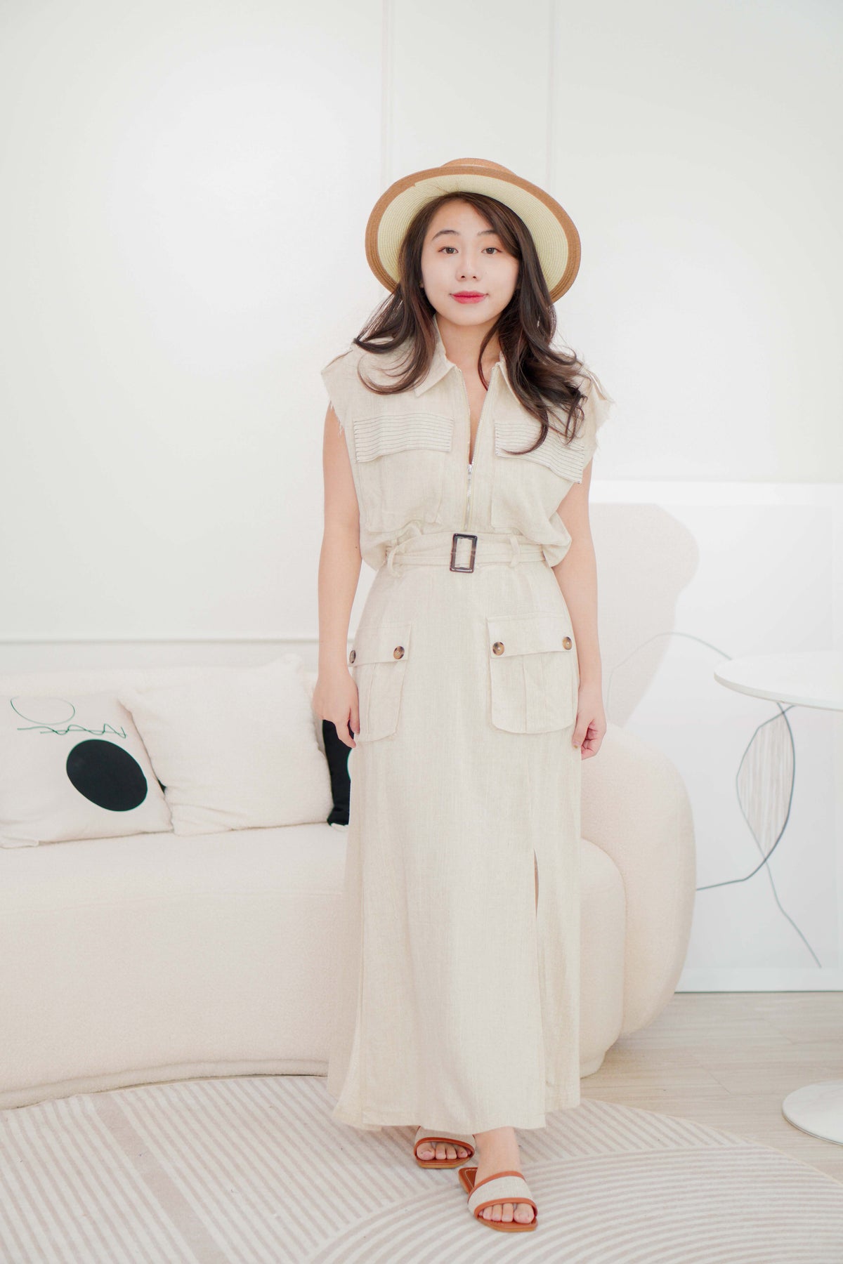 Gina Linen 2 Piece Set in Beige
