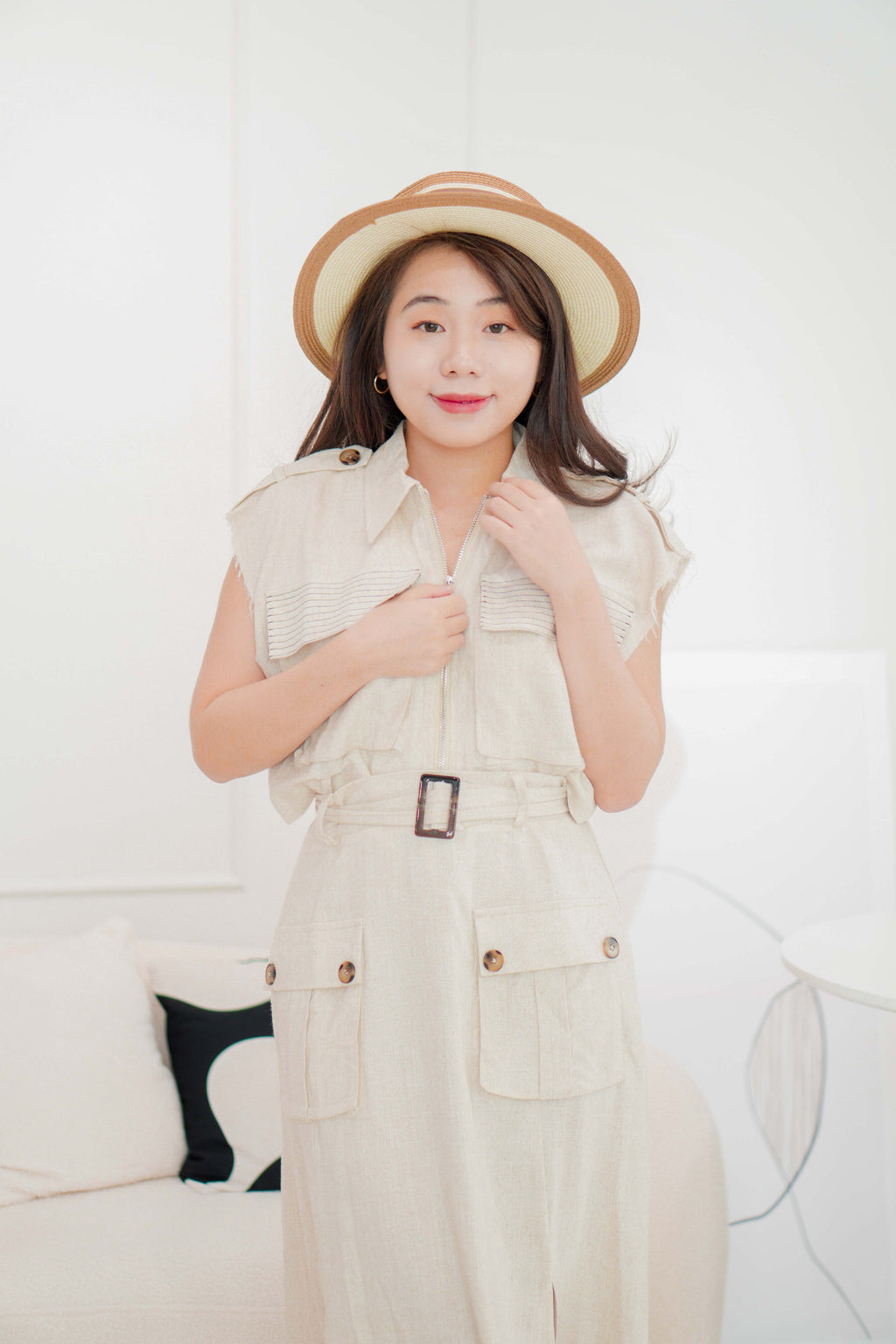 Gina Linen 2 Piece Set in Beige