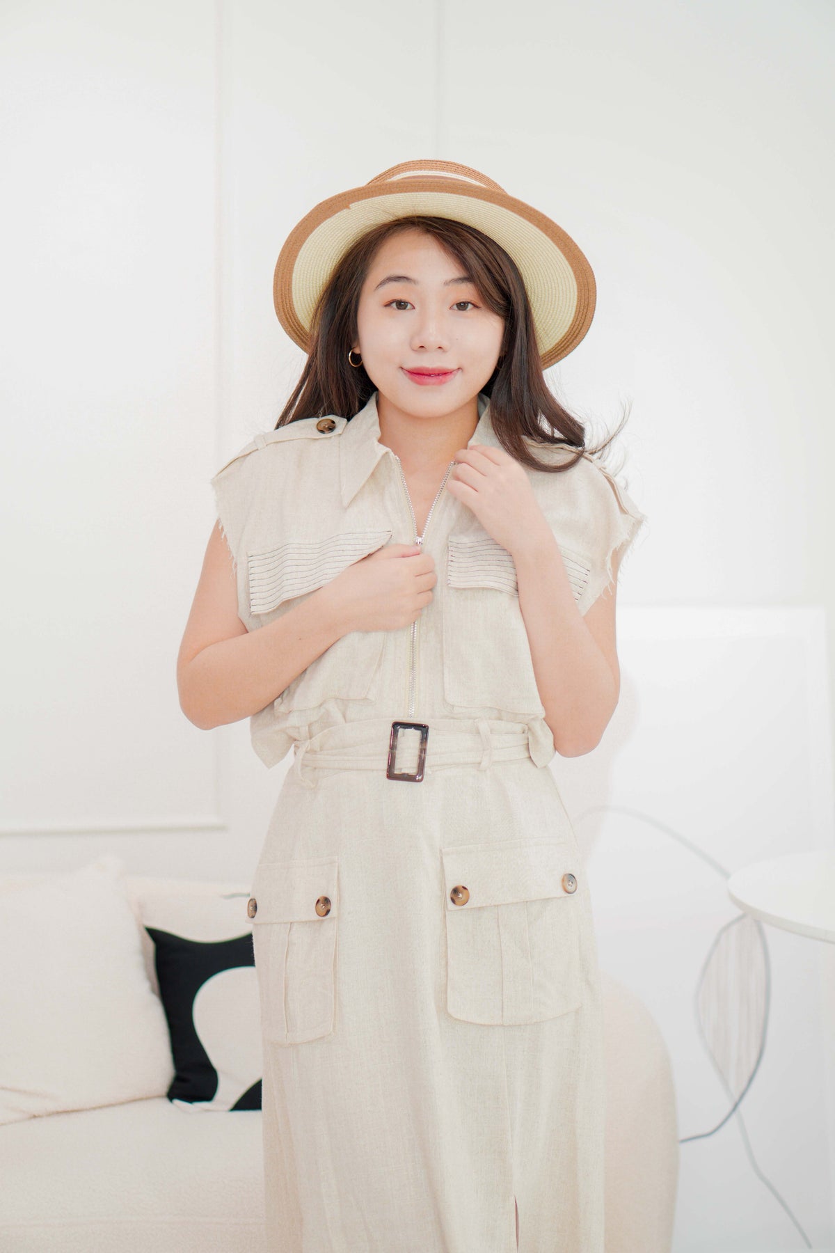 Gina Linen 2 Piece Set in Beige