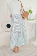 Naya Flowy Stripes Maxi Skirt in White