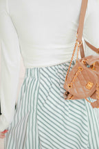Naya Flowy Stripes Maxi Skirt in White
