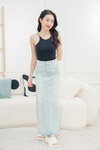 Peri Thin Strap Halter Neck Padded Top in Black