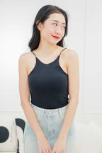 Peri Thin Strap Halter Neck Padded Top in Black
