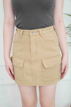 Coteca Cargo Denim Skirt in Yellow Khaki
