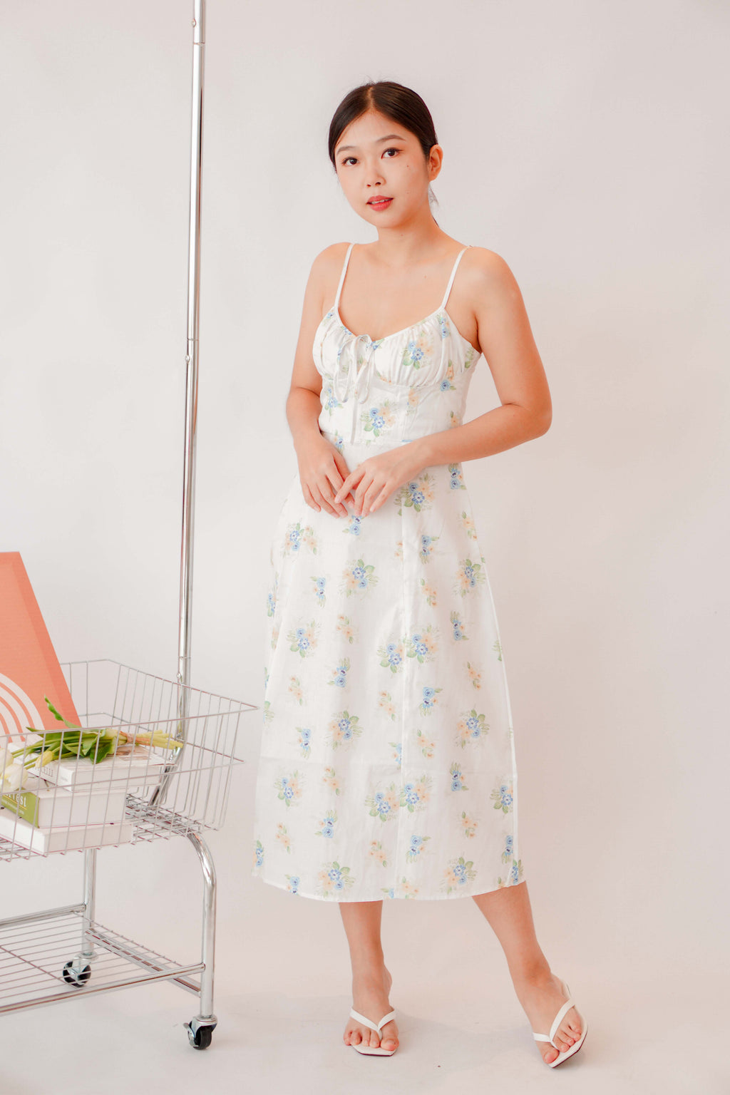 Sevelle Bustier Floral Slit Dress in White