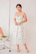 Sevelle Bustier Floral Slit Dress in White