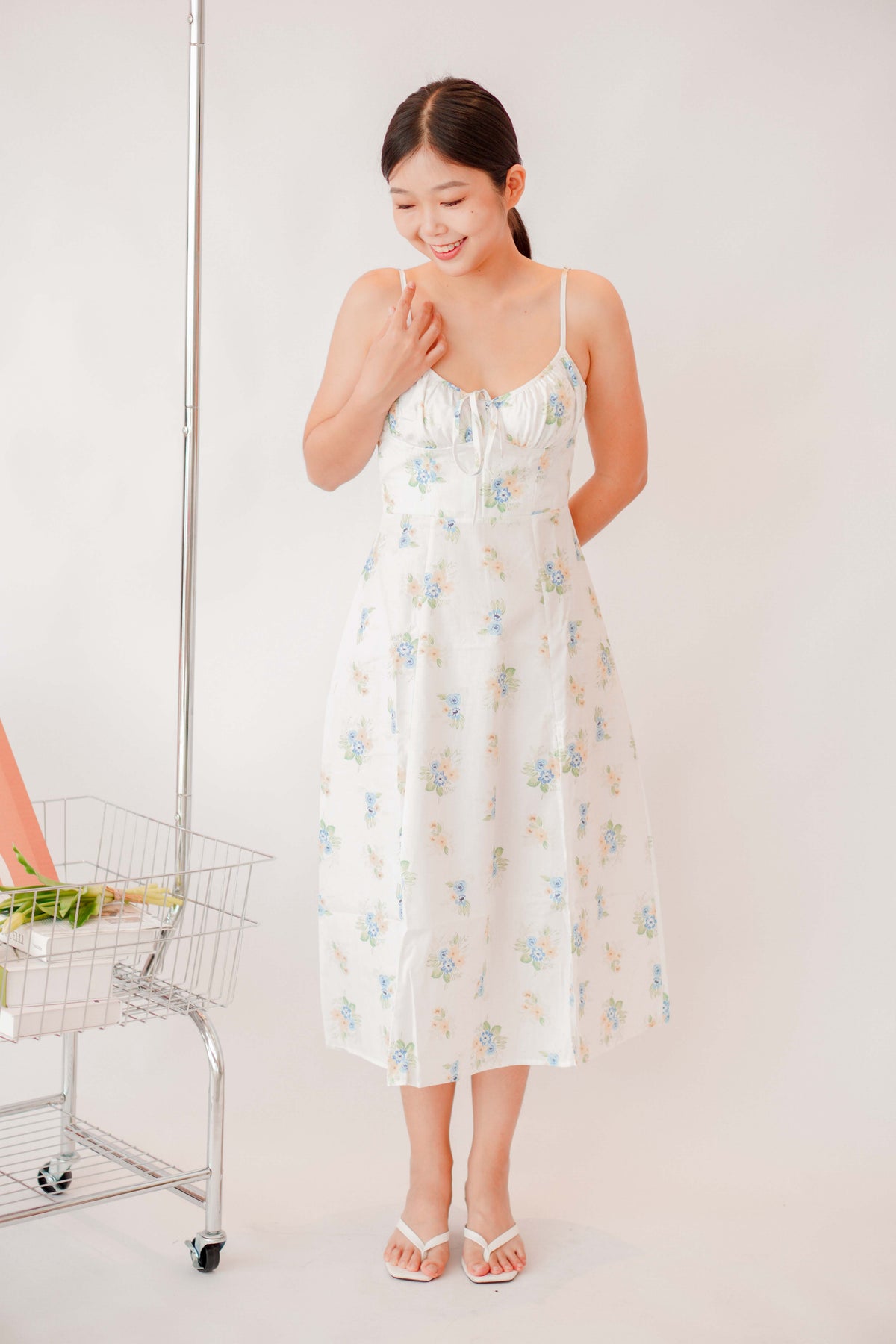 Sevelle Bustier Floral Slit Dress in White