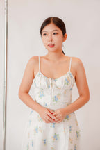 Sevelle Bustier Floral Slit Dress in White
