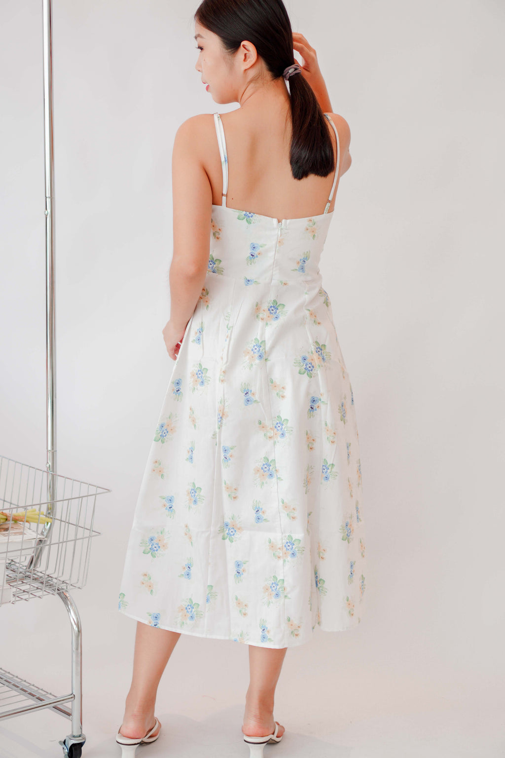 Sevelle Bustier Floral Slit Dress in White