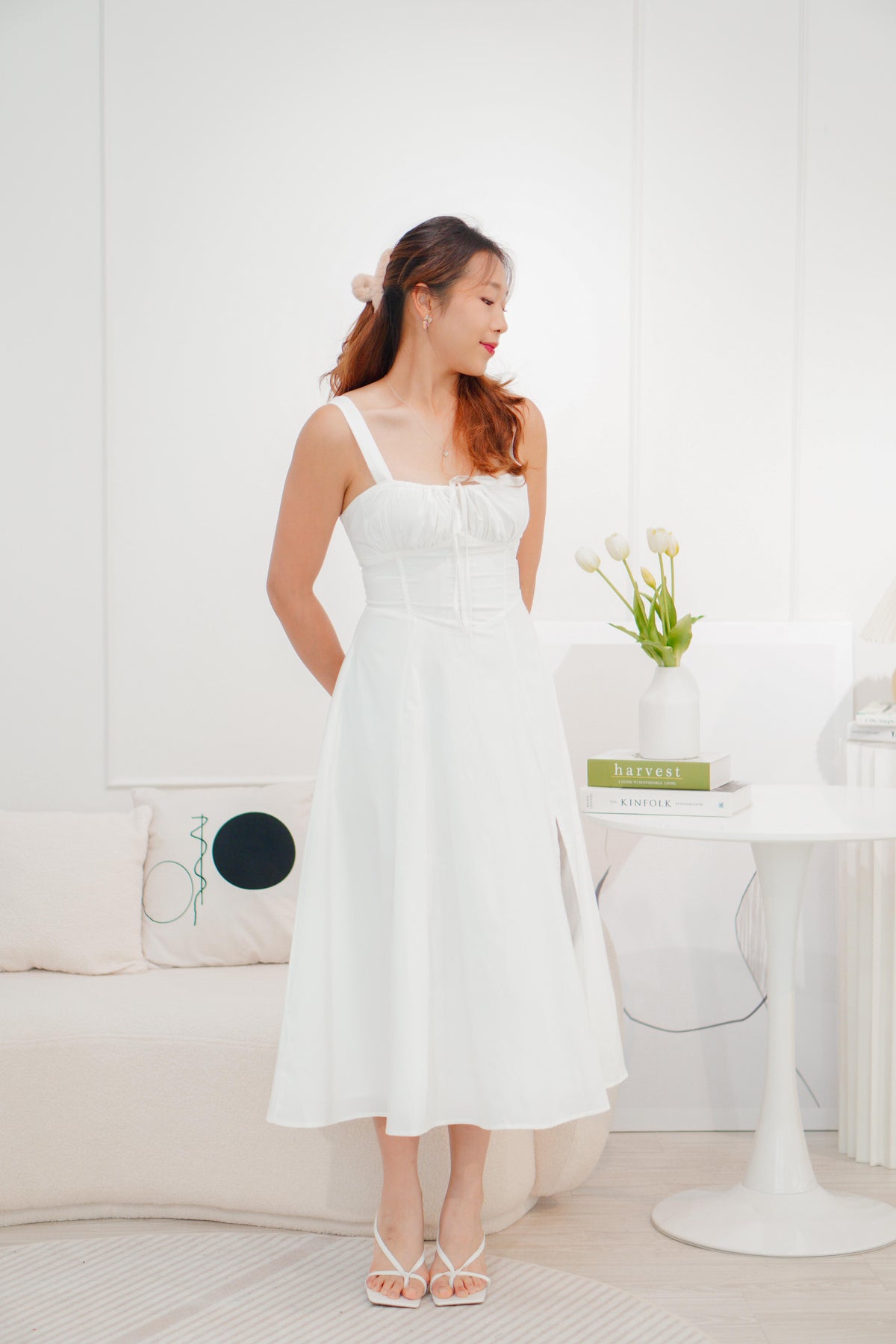 Chantelle Corset Maxi A-Line Dress in White