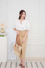 Joon Button Down Skirt in Khaki