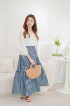(BACKORDER) Naya Flowy Stripes Maxi Skirt in Blue