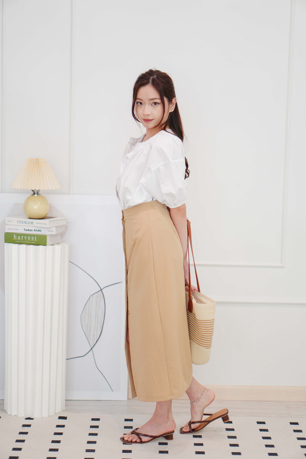Joon Button Down Skirt in Khaki