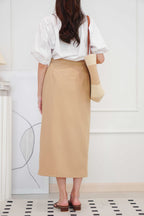Joon Button Down Skirt in Khaki