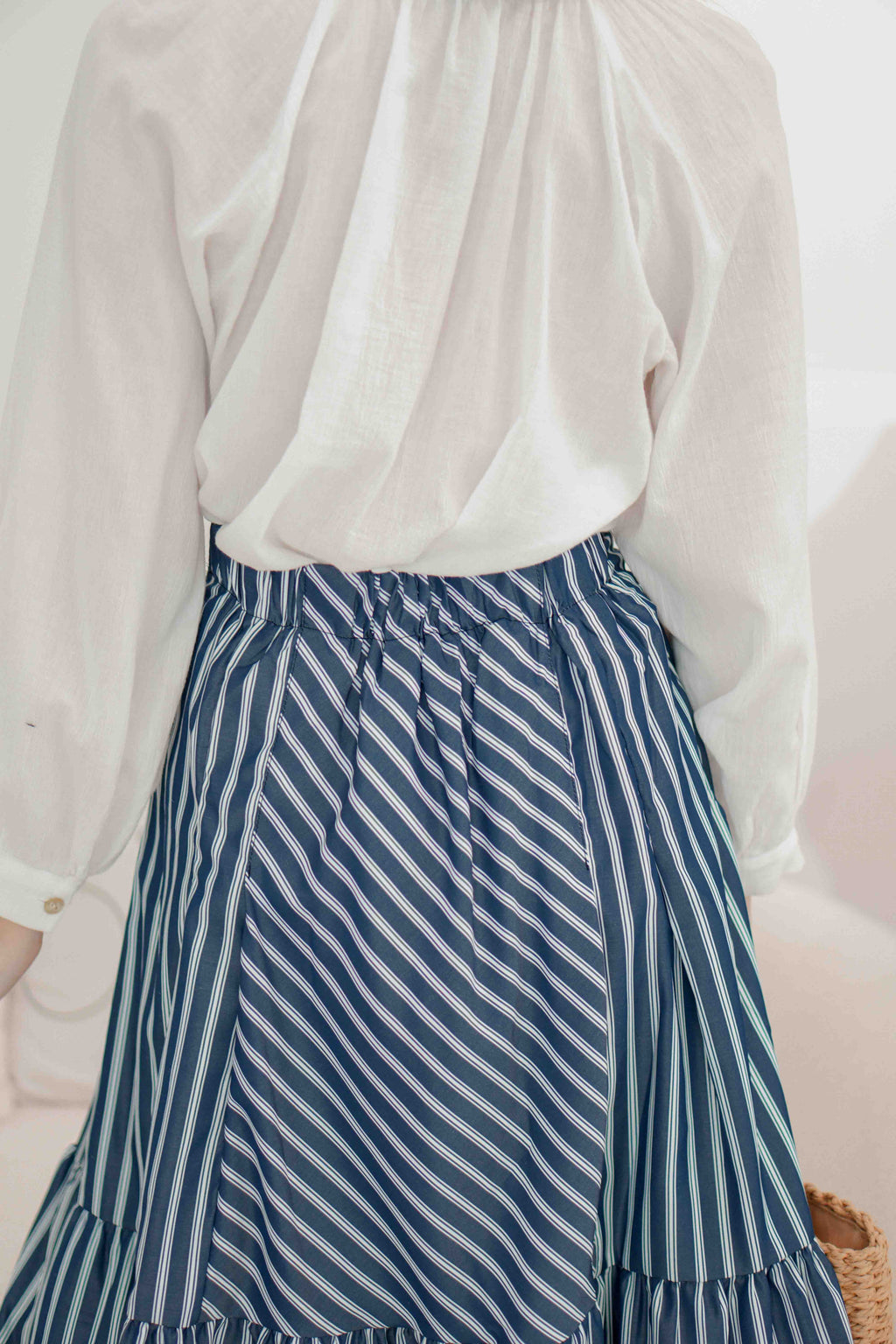 (BACKORDER) Naya Flowy Stripes Maxi Skirt in Blue