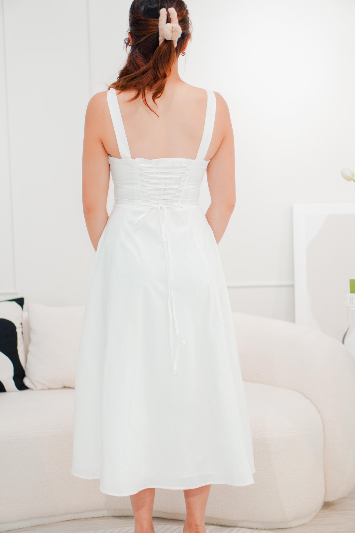 Chantelle Corset Maxi A-Line Dress in White