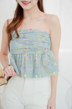 Fun Date Peplum Floral Top in Blue