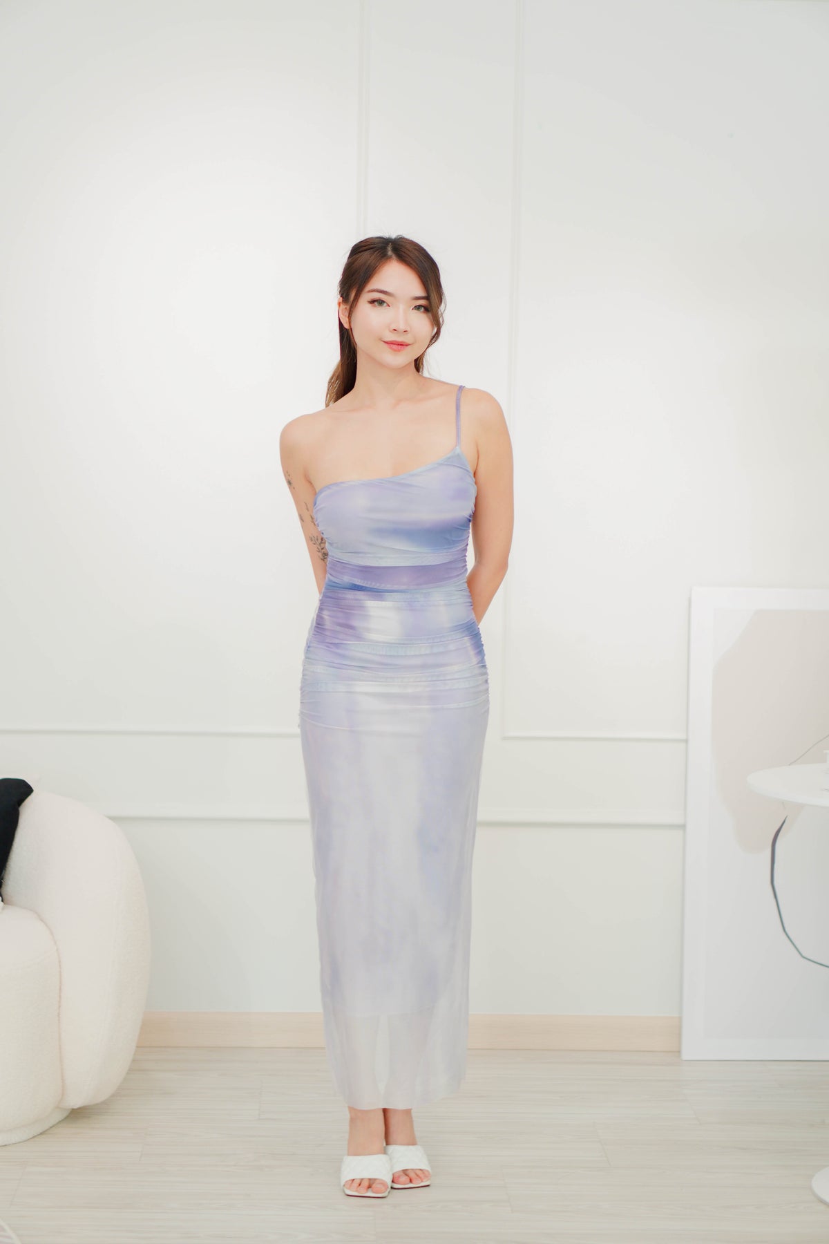 (BACKORDER) Lavendar Ombre Toga Mesh Bodycon Dress in Purple