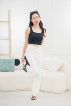 Lora U Neck Padded Camisole Top in Black
