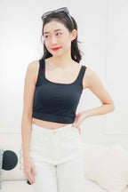 Lora U Neck Padded Camisole Top in Black
