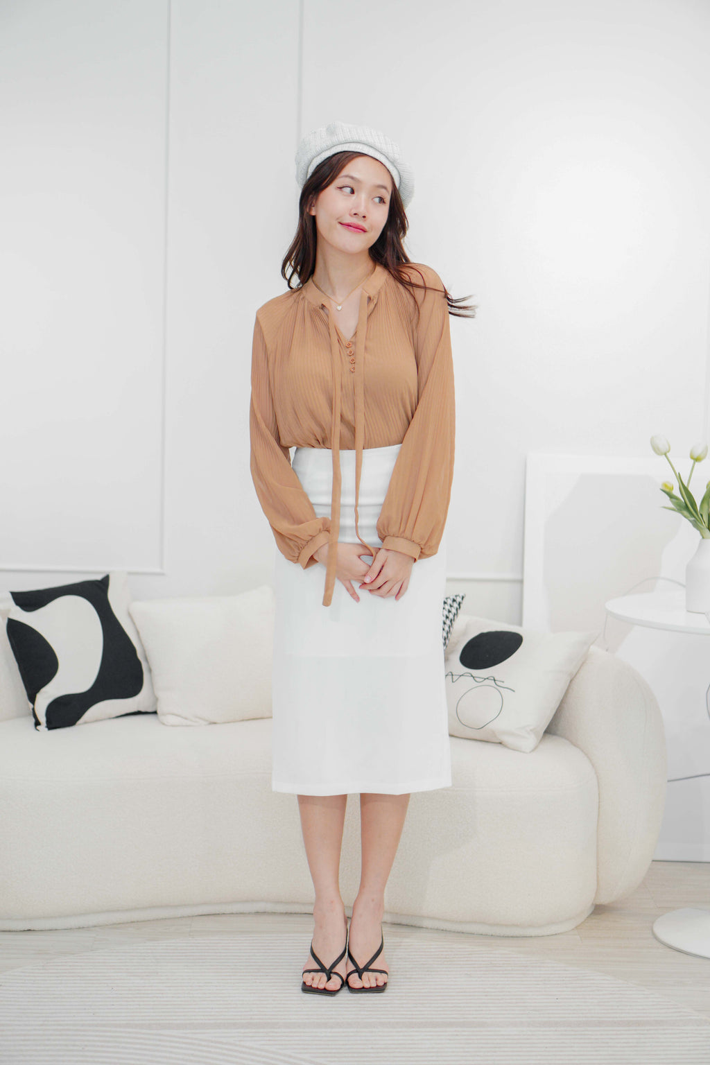 Carol Midi Bodycon Skirt in White