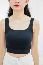Lora U Neck Padded Camisole Top in Black