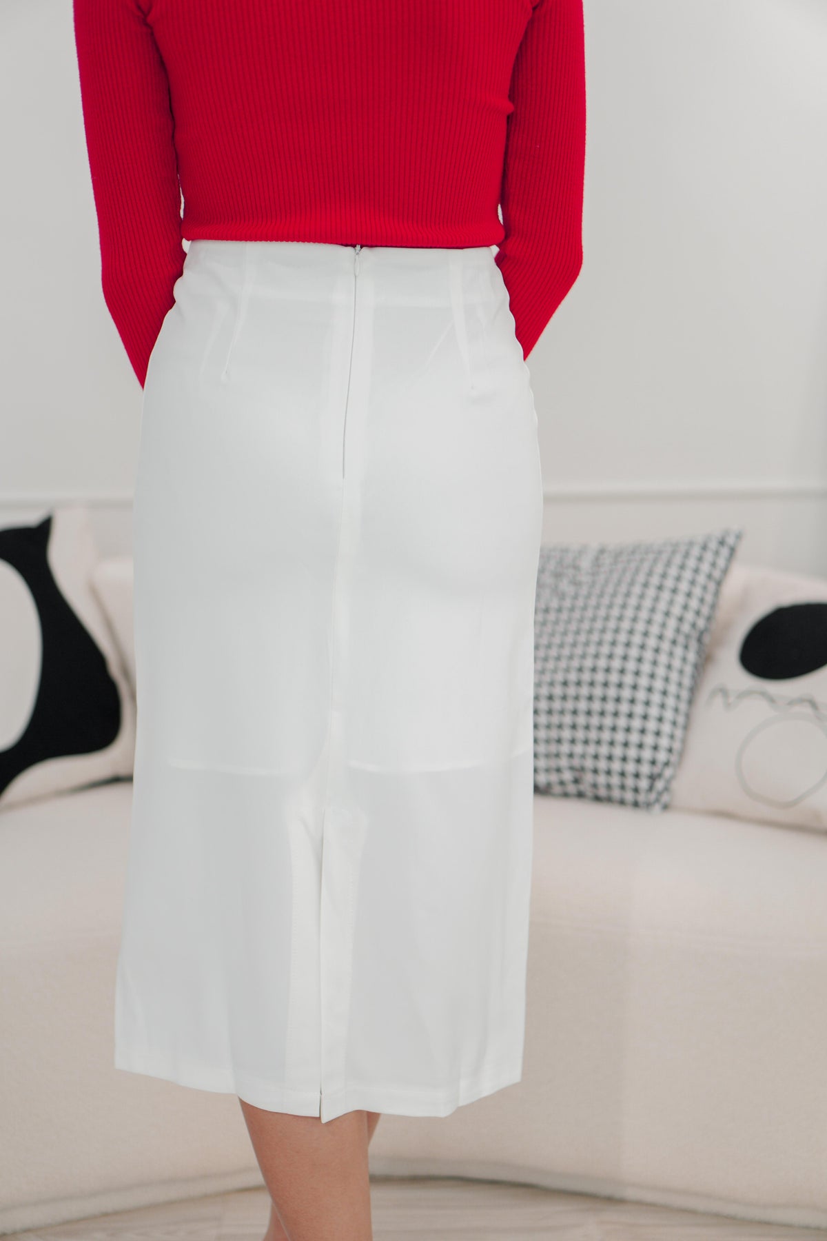 Carol Midi Bodycon Skirt in White