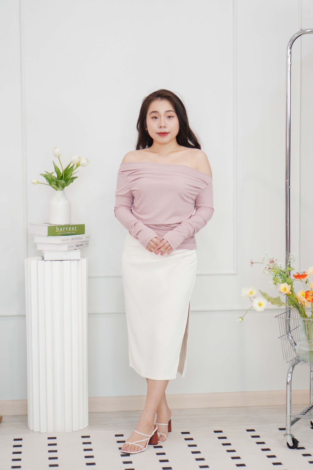 Soft Love Toga Long Sleeve Top in Mauve Pink