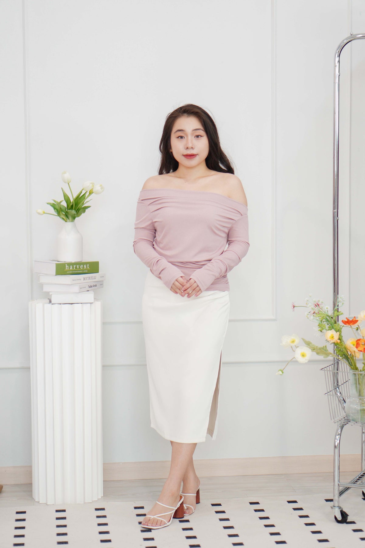 Soft Love Toga Long Sleeve Top in Mauve Pink