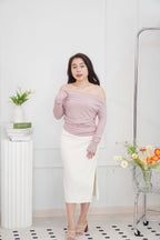 Soft Love Toga Long Sleeve Top in Mauve Pink
