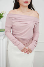 Soft Love Toga Long Sleeve Top in Mauve Pink