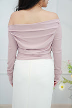 Soft Love Toga Long Sleeve Top in Mauve Pink